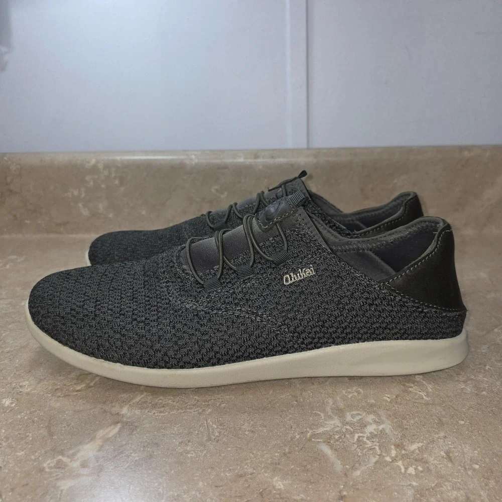 OluKai Alapa Li Shoes Men 9.5 Green Knit Slip On Casual Comfort‎ Lightweight